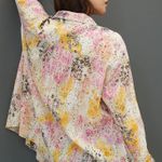 Anthropologie Pilcro Blouse Smocked Buttondown Splatter Abstract Floral Multi XS Photo 2