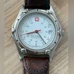 Wenger S.A.K. Edition Watch Stainless Case White Dial Brown Leather Date Window Silver Photo 1