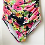 Lauren Ralph Lauren Floral Swimsuit One Piece Strapless 6 Black Photo 3