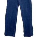 ZARA Straight Wide Leg High Rise Extra Long Casual Denim Jean 4 Dark Blue Wash Photo 2