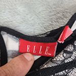 Elle  Womens Blk Wht Stripe Lace Detail Top‎ Cap Sleeve Size Xs Photo 1