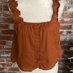 Treasure & Bond  Burnt Orange Ruffle Sleeve Tank Top Size M Photo 0