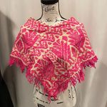Vintage 50’s? Yarn canvas poncho boho festival gypsy pink party glam handmade Photo 0