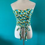 Marissa Webb Blue Yellow Geometric Print Tie Waist Corset Top Size 6 Photo 2