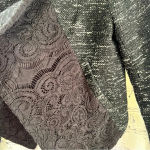 Saks 5th Avenue Saks Fifth Avenue Red Label Open Front Black Tweed Wool Blend‎ Blazer Lace Small Photo 2