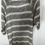 SJS Knit 3/4 Sleeve Rayon Poly Dolman Sleeve Gray White Stripe Pullover Size Med Photo 1