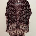 Floral‎ Printed Kimono Top Womens Size S Sheer Cover Up Boho Multicolor Brown Photo 1