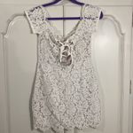Tobi New Women’s  Lacey Tie Up Lined Dress Off Shoulder Off White Ivory Small Photo 1
