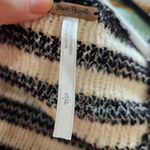 Free People Spells Trouble Stripe Pullover Sweater 3/4 Sleeve Ivory Black Small Photo 8
