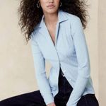 Banana Republic  Women’s Ribbed Resort Shirt Collared Longsleeve in Tide Blue S Photo 0