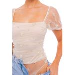 Le lis  Mesh Cream Champagne Gold Star Bodysuit Size Large New With Tags Photo 2