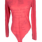Lululemon  Sheer Pink Mesh Long‎ Sleeve Bodysuit Size Large Snap Bottom Photo 0