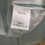 Tyler Boe Womens XS Aqua Stripe Button Down Top Blouse Classic Quiet Luxury Blue Photo 2