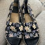 Tory Burch Black Floral Espadrille Shoes Photo 0