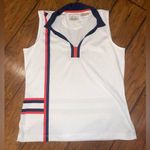 ep pro E.P. Pro White Sleeveless Polo Shirt with Red and Navy Accents vintage golf Photo 1