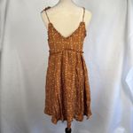 Patrons of Peace Geometric Print Tie Strap Ruffle Dress Womens Small Sundress Mini Boho Brown Photo 2