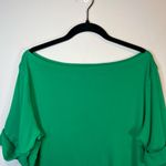 Lauren Ralph Lauren Women's Boat Neck Shirt Green Cotton Cuff Sleeve LRL FLAW 2X Photo 2