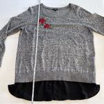 Torrid ‎ Black White Marled Floral Embroidered Chiffon Trim Sweater 1X Photo 9