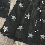 black denim distressed hem stars shirt jacket women’s size large Photo 8