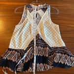 Melrose and Market  boho peplum tank w/tribal print, crochet details & chest cutout Photo 9