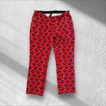 MARC CAIN Red Skunk Print Dress Ankle Pants Size N4 / US 8 Photo 2