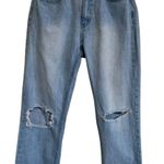 Princess Polly PP Denim Fairmount Straight Leg Jean Light Wash‎ Blue Ripped Knee Jeans 6 Photo 6