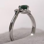 Silver Plate Inlaid Waterdrop Zircon Leaf Ring Green Photo 4