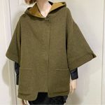 ALPACA INTERNATIONAL Olive Green Baby Alpaca/Wool Blend Hooded Poncho Sweater M Size M Photo 0