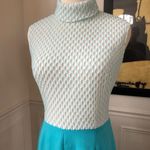 Vintage 60s Sleeveless Turtleneck Maxi Mock Neck Dress M Blue Size M Photo 6