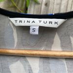 Trina Turk S Blue Black White Abstract Flower Surplice Jersey Knit Keegan Dress Photo 7