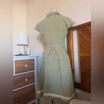 RETRO STAGE GREEN 1940S LACE PLAID COTTON PATCHWORK DRESS White Photo 5