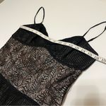 BCBGMAXAZRIA ostrich feather trim mini dress, lace inlay, nude satin lining,sz 4 Photo 3