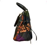 BRACCIALINI BLACK LEATHER SHOULDER BAG W/MULTI COLOR FABRIC SIDES Photo 6