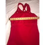 Athleta Tankini Swim Top Tomato Red Size 32D/DD Modest High Neck Woven Straps Photo 4