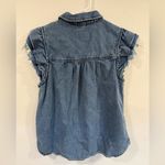 Anthropologie  Pilcro Ruffle Button Down Denim Blouse Sz Small EUC Photo 5
