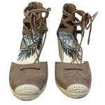 DV Dolce Vita Taupe Suede Manica Lace Up Zip Back Espadrille Wedge 8 M Boho Brown Photo 1