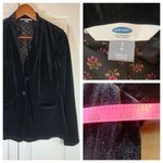 Old Navy  Velvet Blazer Jacket Womens Small Black Career One Button Preppy Office Photo 1