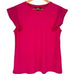 DKNY Hot Pink Flutter Cap Sleeve T Shirt size Medium NWT Crew Neck Photo 0