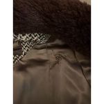 Vintage 1960's Fur Collar Coat | Tweed Wool Outerwear Size XL Photo 9
