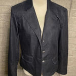 Pantology Women's Dark Wash Denim Blazer Jacket Sparkle Buttons Size 12 Gray Photo 0