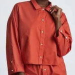 Everlane  Woven PJ Top Boxy Button Down Drop Shoulder Long Sleeves Orange S Photo 0