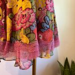Cynthia Steffe Silk USA Made Multi Colored Retro Floral Lace Trim Skirt Size 6 Photo 5