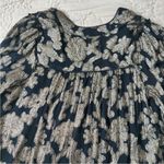 Anthropologie By  Gold Foil Floral Metallic Long Sleeve Tunic Shift Dress Small Photo 5