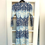 BCBGMAXAZRIA Y2K Adele Blue White Watercolor Paintbrush Wrap Dress Size Small S Photo 2