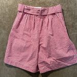 A New Day  Short Womens Sz Small High Rise Striped Hot Pink Belted Preppy Barbie Photo 2