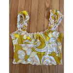 Urban Outfitters  yellow floral women's crop top 70s style sz‎ large Photo 4