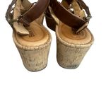 Born Brown Leather Cork Wedges Sandals Ankle Strap Braided Size 9 Women's Photo 5