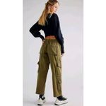 Free People Tahiti Cargo Pants Utility Pocket Smocked Rope Tie Dried Herb XS NEW Photo 1