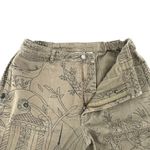 Chico's  Funky Unique Polynesian Novelty Print Ankle Jeans Olive Green size 8 Photo 5