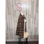 Brown Plaid Flannel Button Down Shirt Oversized Cozy Size Small NWT Photo 5